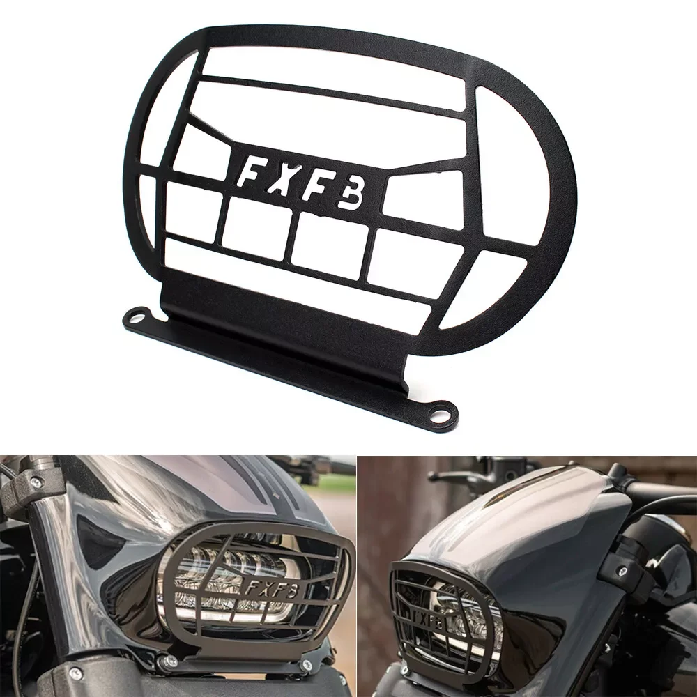 

Motorcycle Black Headlight Fairing Head Light Grill Cover For Harley Softail M8 Fat Bob FXFB FXFBS 18-22 2021 2020 2019