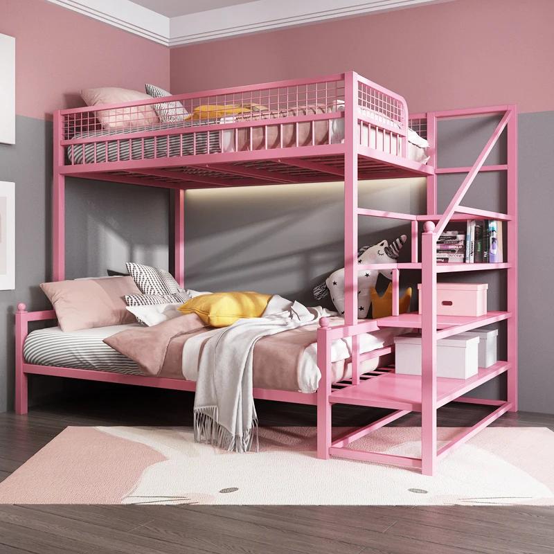 

Small apartment wrought iron upper and lower beds Simple double-layer mother-child bedg dormitory iron