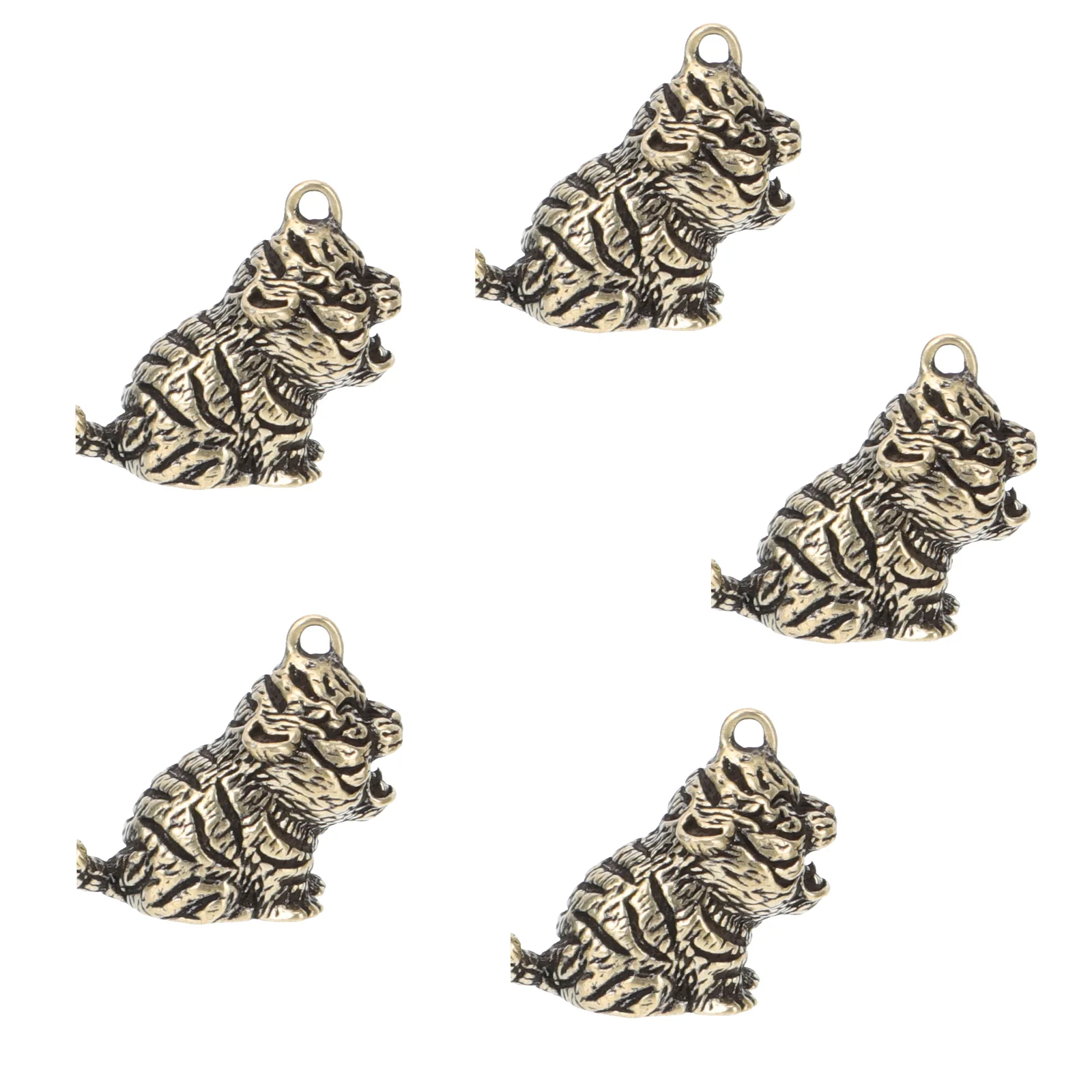5 Pcs Key Chain Tiger Keychain Keychains Brass Craft Hanging Decor Enamel Charms Jewelry