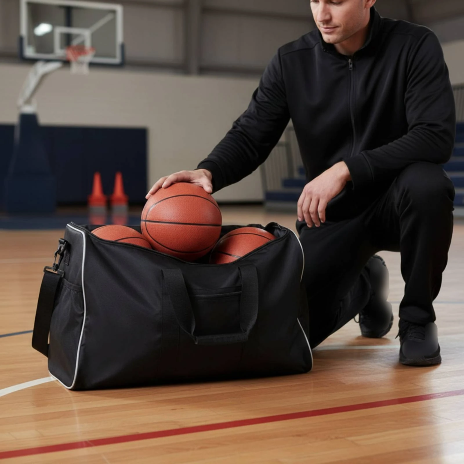 Basketball Storage Bag Large Capacity Basketball Carrier Bag Sports Ball Carrier Strong Strap Easy to Stow for Travel