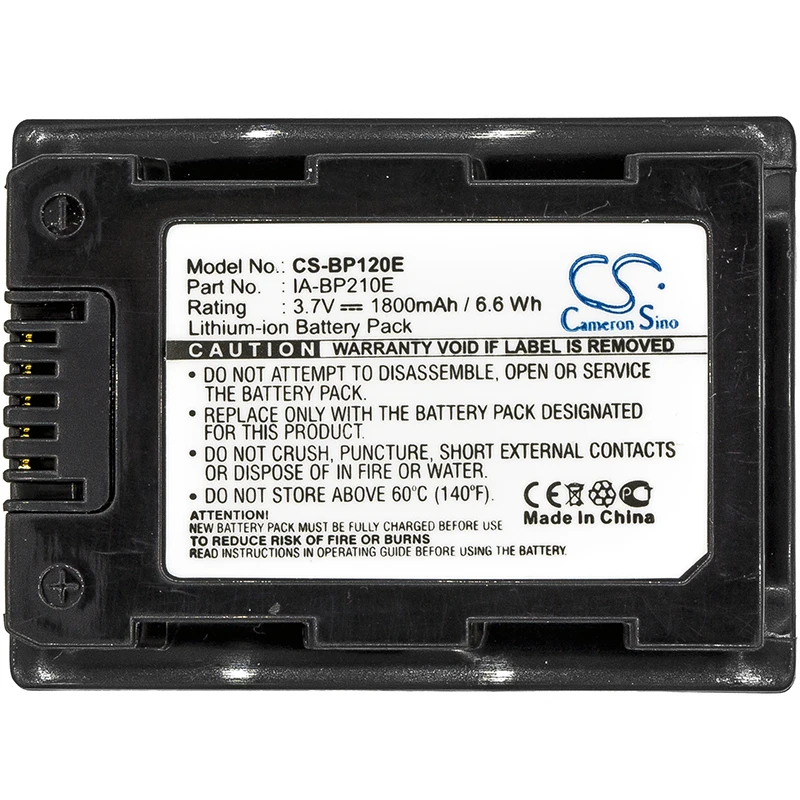

1800mAh 3.7V 6.66Wh Camera Li-ion Battery for Samsung IA-BP210E HMX-S10 HMX-S15 HMX-H200 SMX-F44SN F40 H304 H400 S10 S15 S16