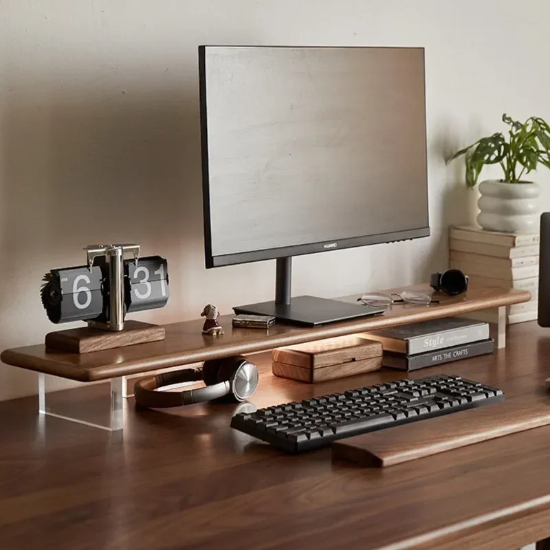 Light Luxury And Minimalist Suspended Acrylic Desktop Black Walnut Display Stand Desktop Computer Display Screen Raised