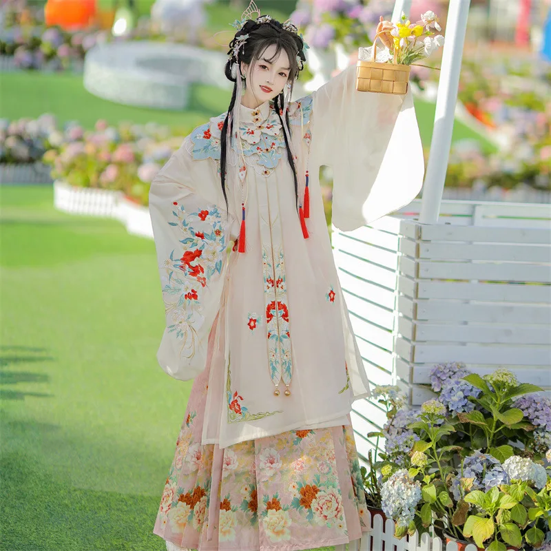 NT148 Exquisite Embroidery Hanfu For Women Elegance Chic Stand Collar Fairy China Ancient Costume