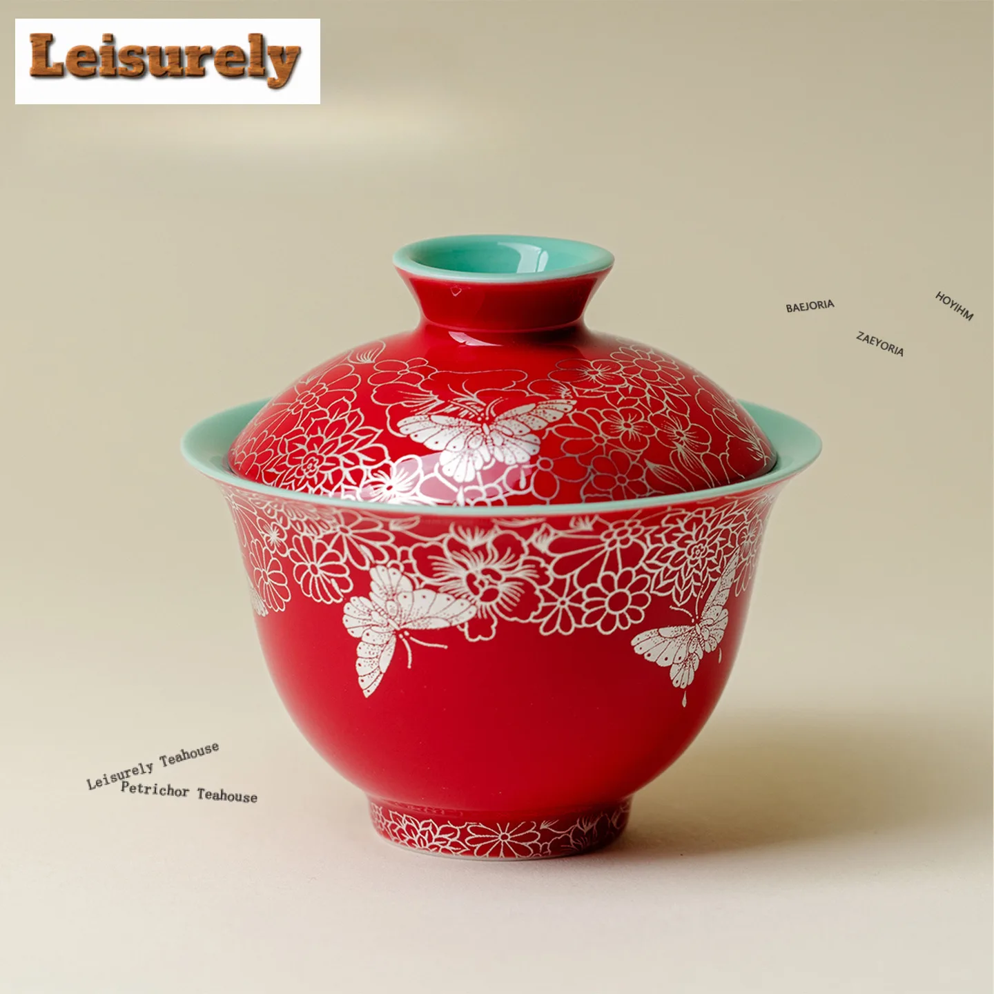 

80ml Chinese Red Ercai Gaiwan Creative Butterfly Tea Tureen Tea Bowl With Lid Tea Brewing Cover Bowl Drinkware Accessories Gift