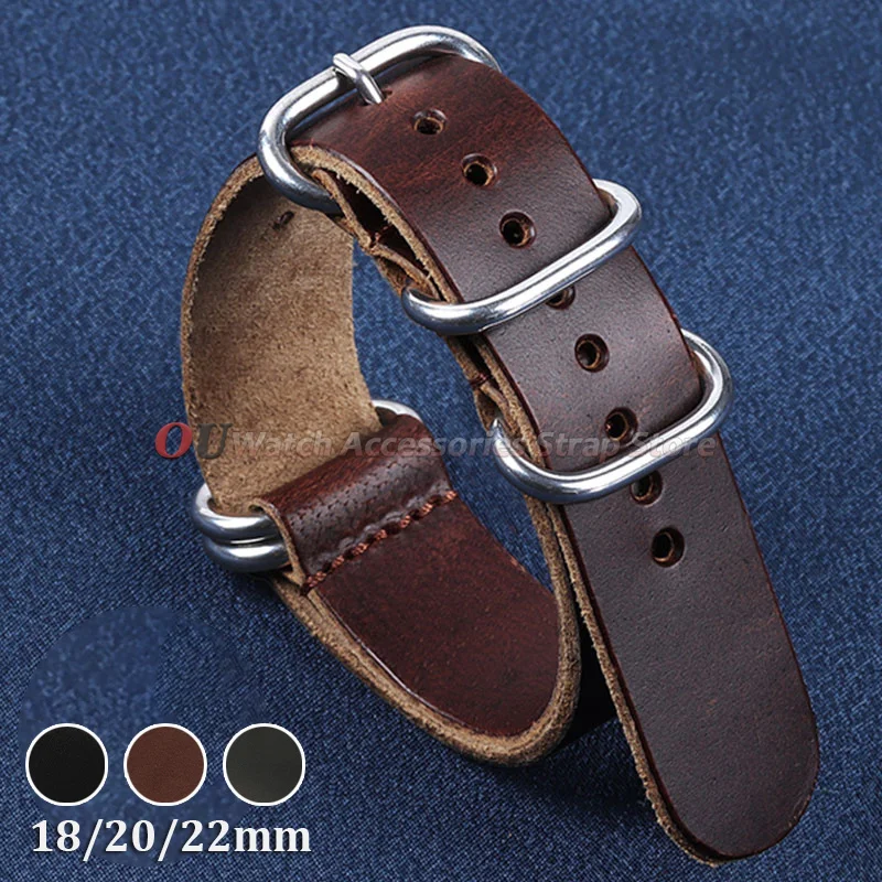 Bracelets de montre vintage en cuir véritable 18mm 20mm 22mm pour montre Seiko, accessoires de remplacement pour hommes et femmes