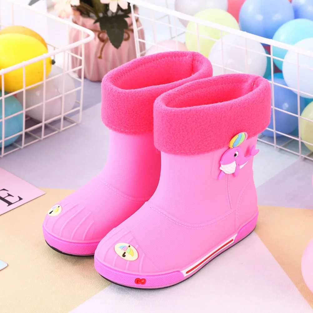 

Kids Rain Boots Waterproof Non-slip Sole Cartoon Design Shoes Children Size 25-32 Durable Material Cute