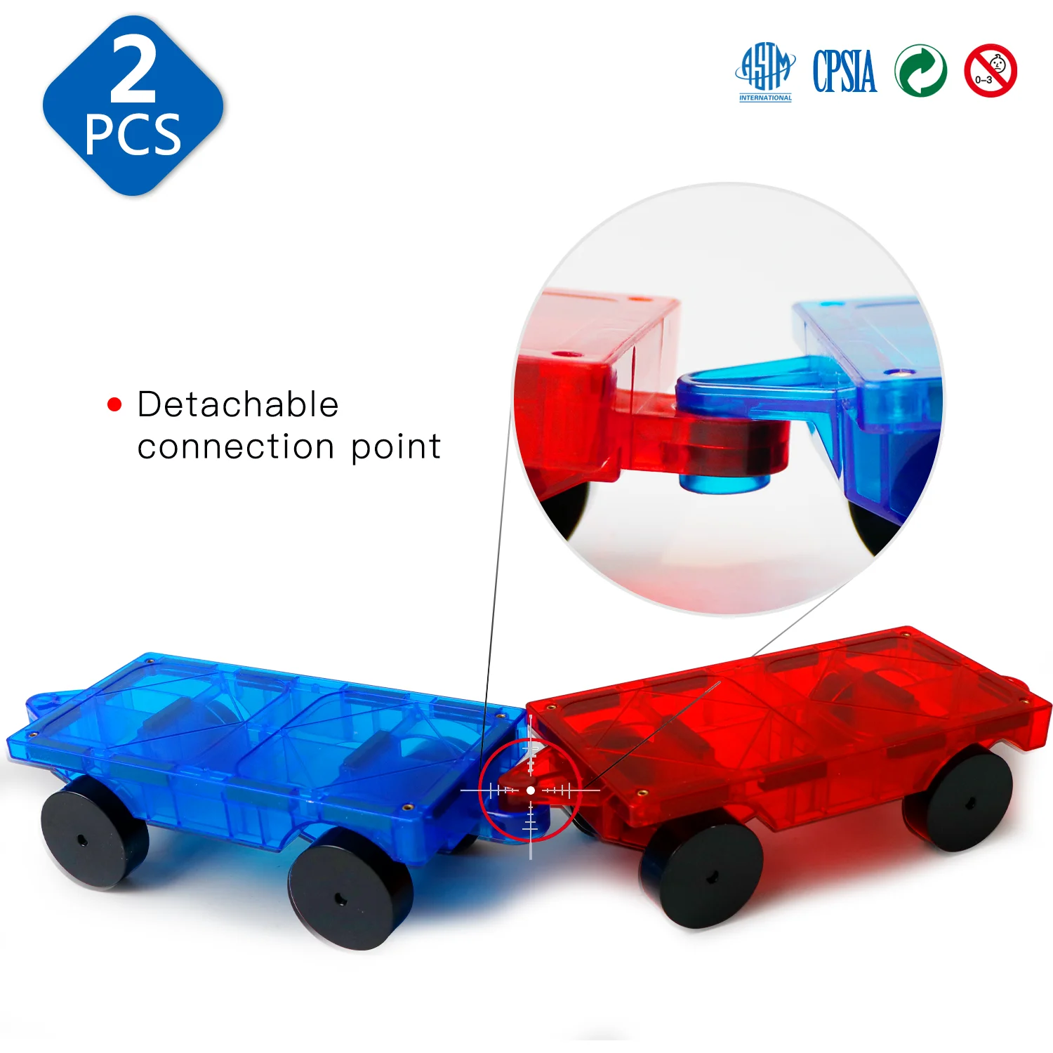 Romboss 2pcs Car Set Suitable for Big Size Magnetic Building Blocks Magnet Tiles Intelligent Montessori Educational Toy for Kids