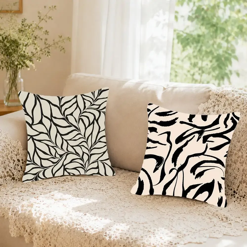 Minimalist design Simple black patterns Cushion Cover Faux fur decorative Dark academia style Cat scratching post Rustic Spa