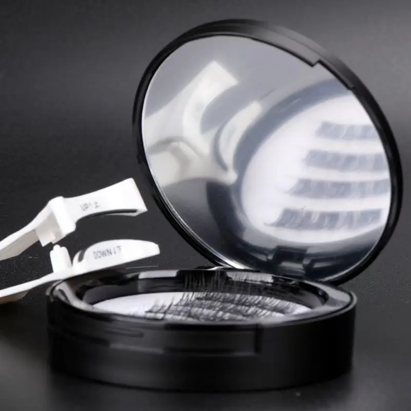 HBZGTLAD Magnetic Eyelashes 4Pair Reusable No Glue Needed Natural Thick Upper Eyelashes with Magnetic Tweezers Makeup Tool