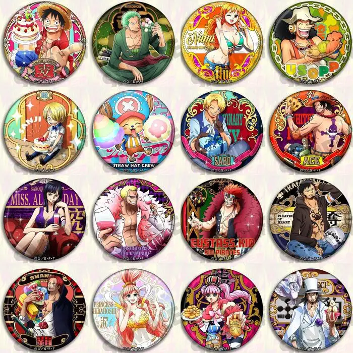 ONE PIECE Anime Abzeichen Pins Ace Zoro Ruffy Shanks Chopper Zubehör Cosplay Merchandise Sammlerstück Geschenk für Fans Japanisch