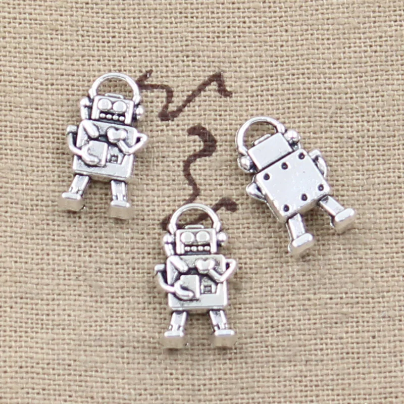 12pcs Charms Mechanic Robot 17x9mm Tibetan Silver Color Pendants DIY Antique Making Handmade DIY Findings Crafts Jewelry