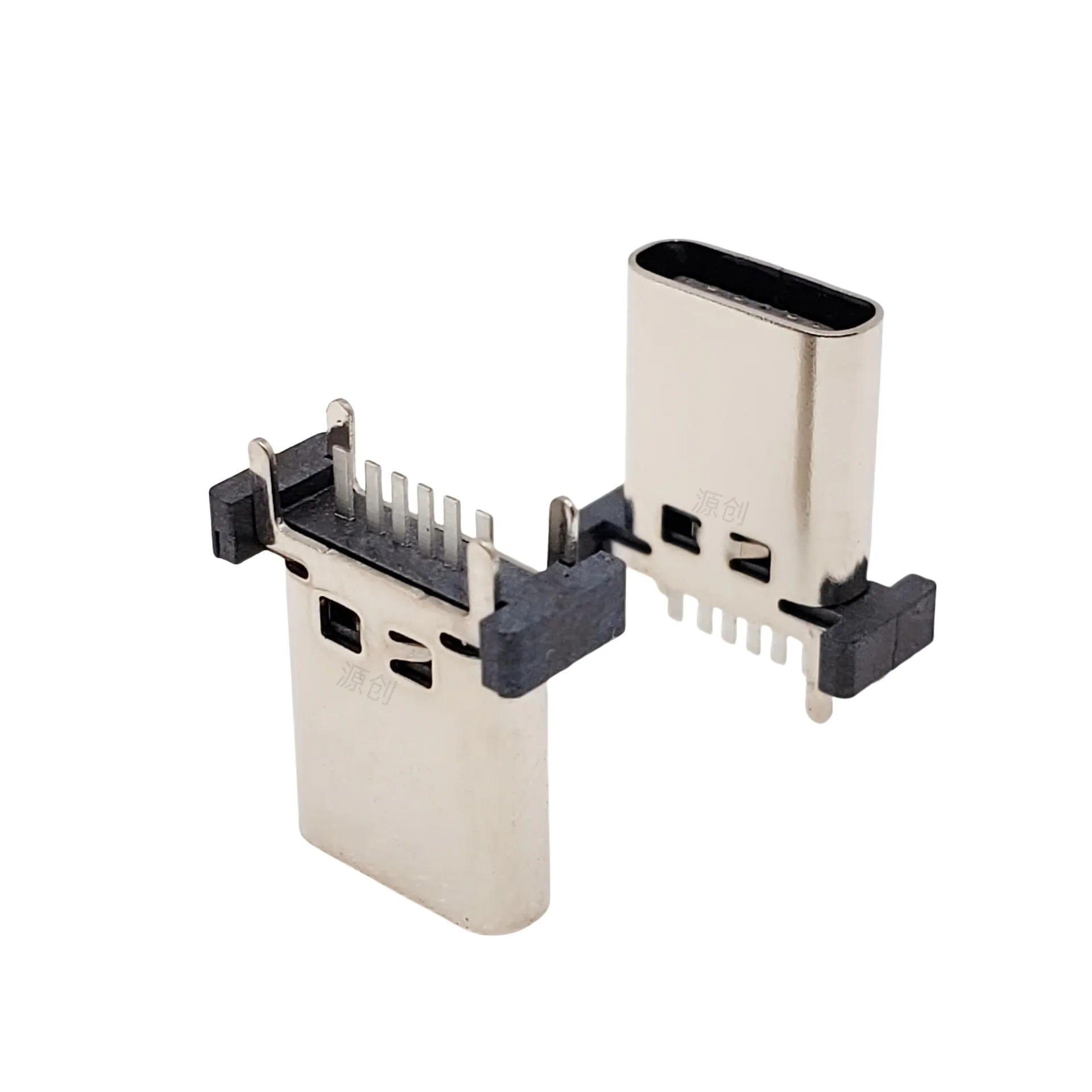 For TYPE-C female seat, vertical in-line 6PIN four-pin plug-in board 180° USB connector multi-function female head charging seat