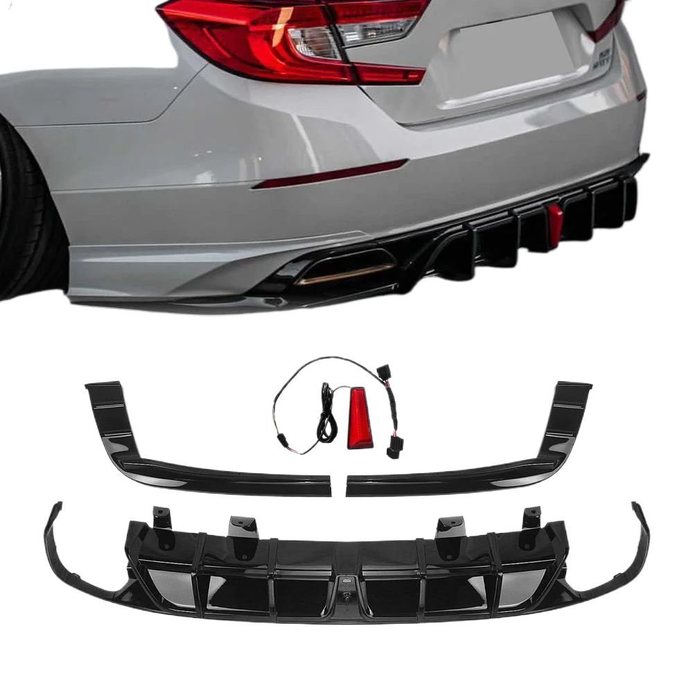 YOFER Body Kit do Hondy Accord 2018-2022 Tylny Dyfuzor Zderzaka Czarny Połysk Dolny Splitter Spoiler Samochodowy — 2