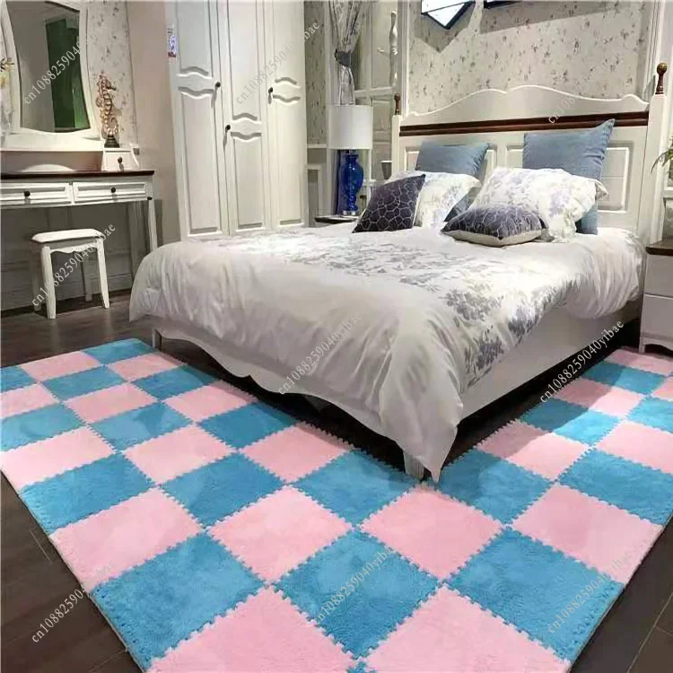 24Pcs Soft Floor Mat 30x30x1CM Suede Anti-skid Carpet Bedroom Living Room Bay Window Rental Home Mat Square Interlocking Rug