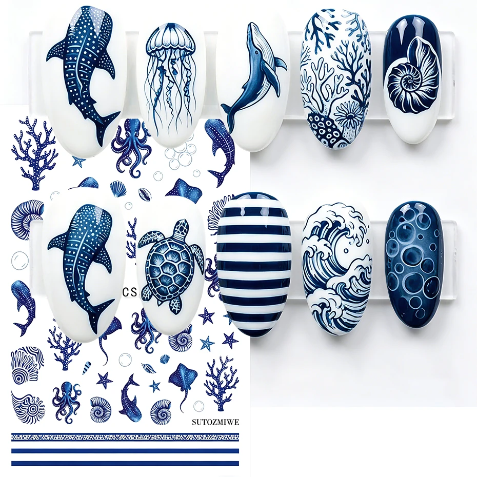 2 Stück Blaue Ozean-Nagelkunst – Nail Art France Bewertung und Preis