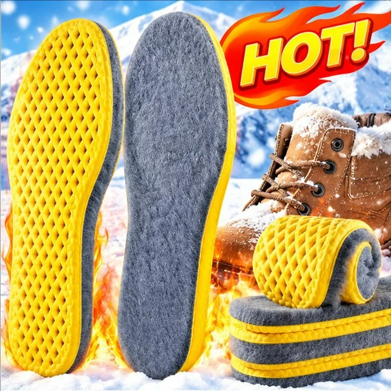 Self Heated Thermal Insoles for Feet Winter Warm Memory Foam Shoe Pads for Men Women Thickened Plush Elasticity Sports Shoe Pads