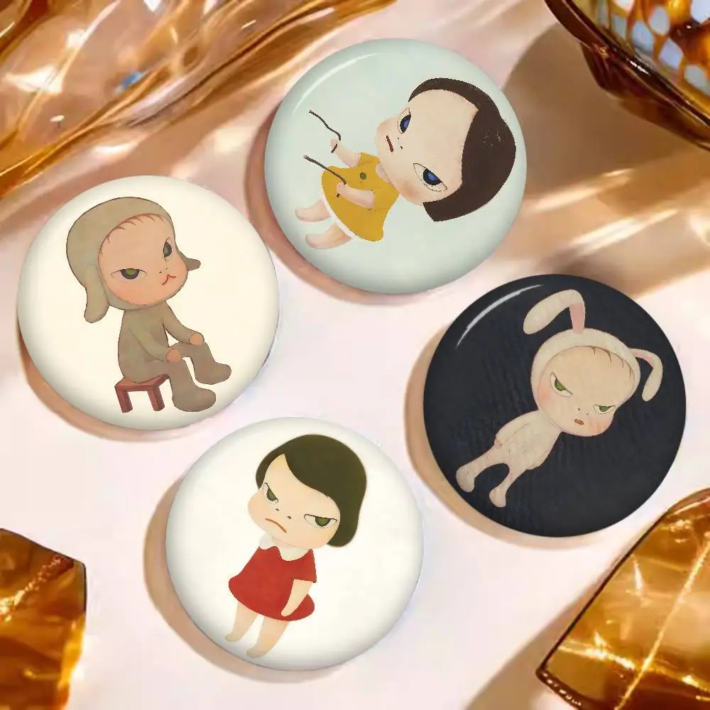 Creative Yoshitomo Nara Creative Pins Funny Faces Round Snap-in Brooch Badge Backpack Hat Accessories Jewelry Gifts