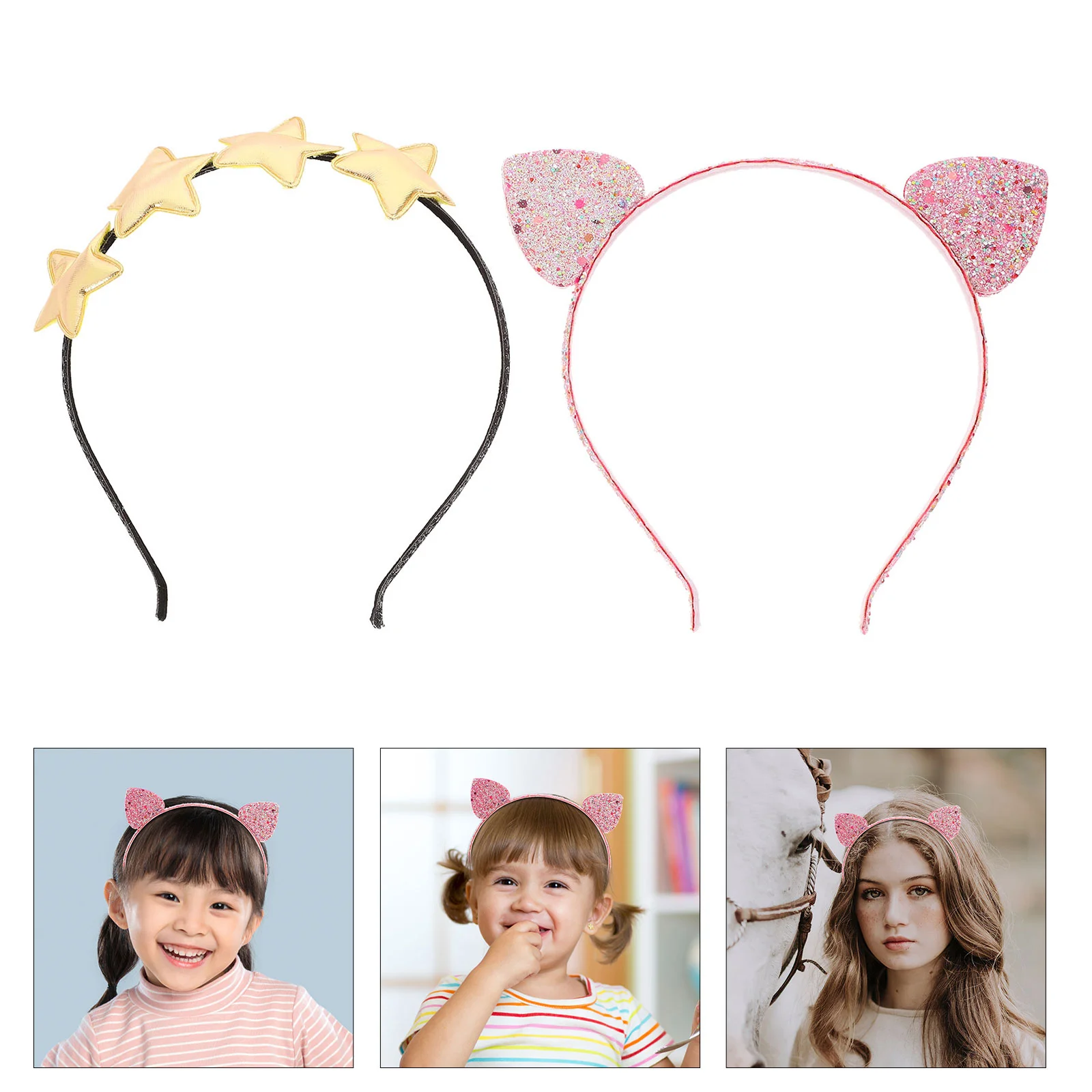 2 Pcs Pentagram Headband Novelty Headbands for Adults Christmas Hair Funny Sequin Glitter Cosplay Party