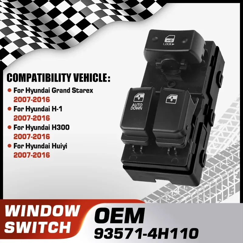 

Car Window Control Switch Master Button For Hyundai Grand Starex Hyundai H-1 Hyundai H300 Hyundai Huiyi 2007-2016 93571-4H110