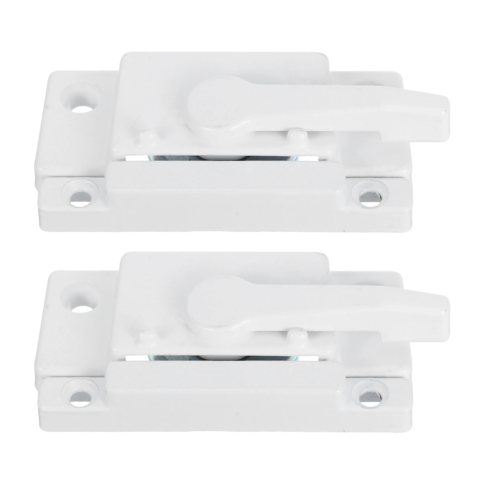 2 pares de fechaduras para janelas deslizantes, portas de aço plástico, buraco lateral branco, universal, antirroubo, faixa de pátio, trava horizontal