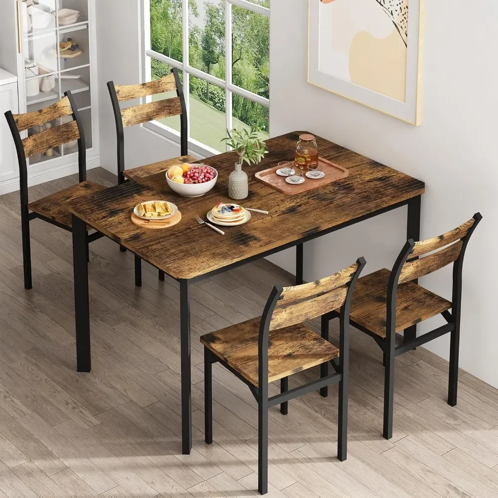 Dining  Set for 4 Wood Kitchen Table Chairs Set of 4, Classics Dining and Chairs, 5 Piece Dining  Set