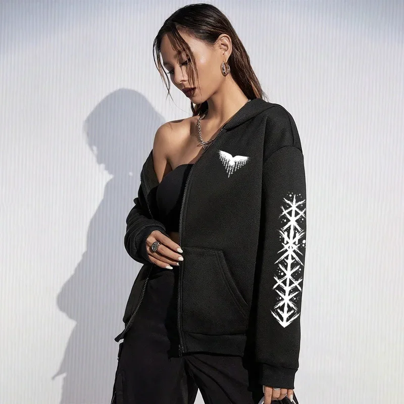 Nowa kolekcja 2025: Damskie bluzy z kapturem na zamek błyskawiczny, jesienno-zimowe, codzienne, modne, ciepłe płaszcze, odzież uliczna.