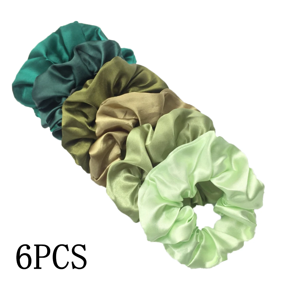 6 stks/partij Haar Scrunchies Bands Scrunchy Ties Touwen Paardenstaart Houder voor Vrouwen of Meisjes Accessoires Satijnen Hoofddeksels Effen 100 Kleur
