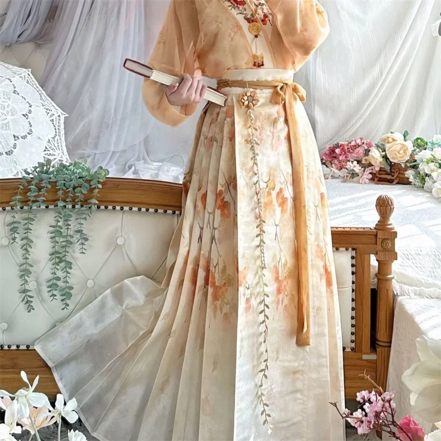 

Юбка с конским лицом китайской каллиграфии Мин, современная оригинальная китайская традиционная одежда Hanfu, женское платье династии Мин, женская юбка