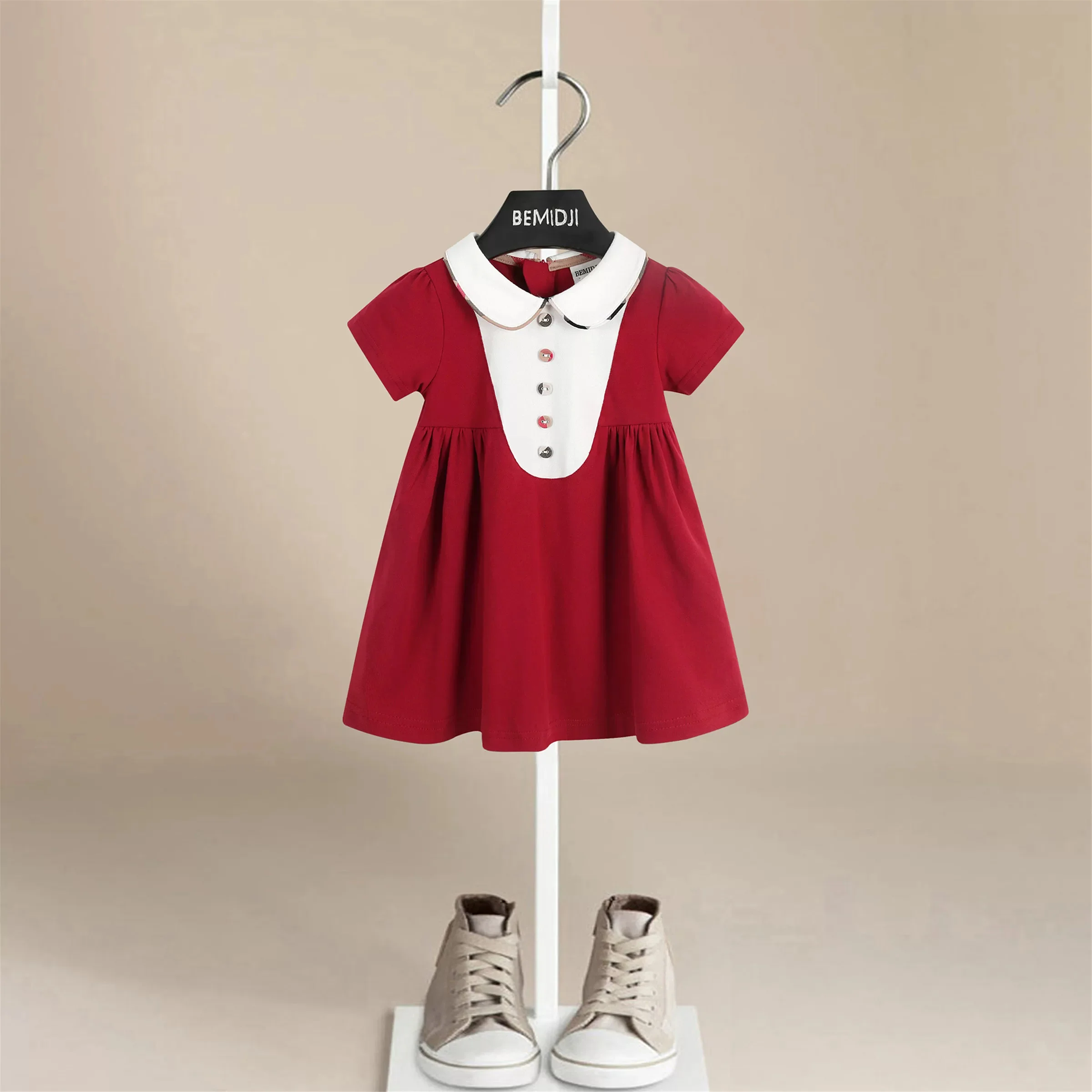 2026 Baby Girls Casual Clothes Cotton Lovely Kids Summer Short Sleeve Dress for Toddler Infant Children 1 To 7 Years