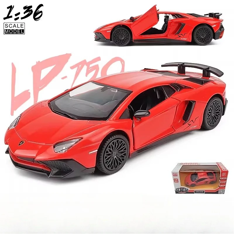 1:36 Aventador LP750-4 SVJ Coupe coche de juguete RMZ City Diecast Metal miniatura modelo extraíble colección regalo para niño