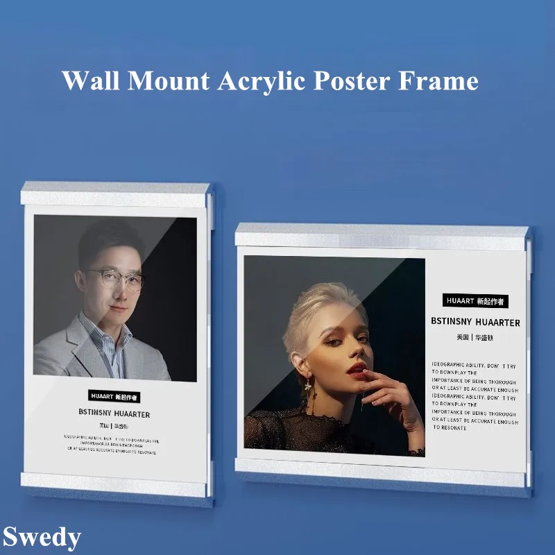 A4 210x297mm Wall Mount Photo Picture Poster Flyer Frame Menu Price Paper Holder Acrylic Sign Holder Display Board