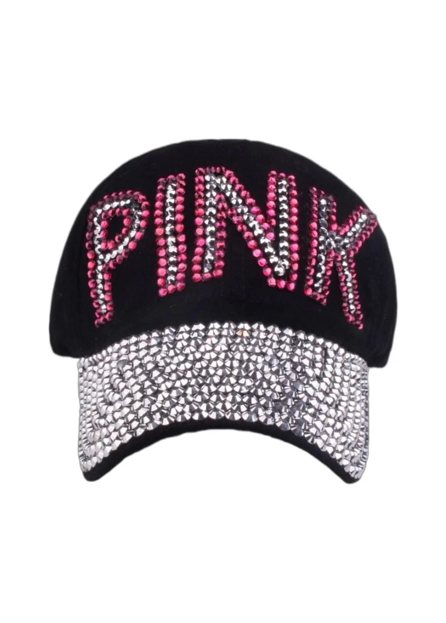 Y2kslupink letter diamond studded point diamond cowboy duck hat sun visor sun hat children