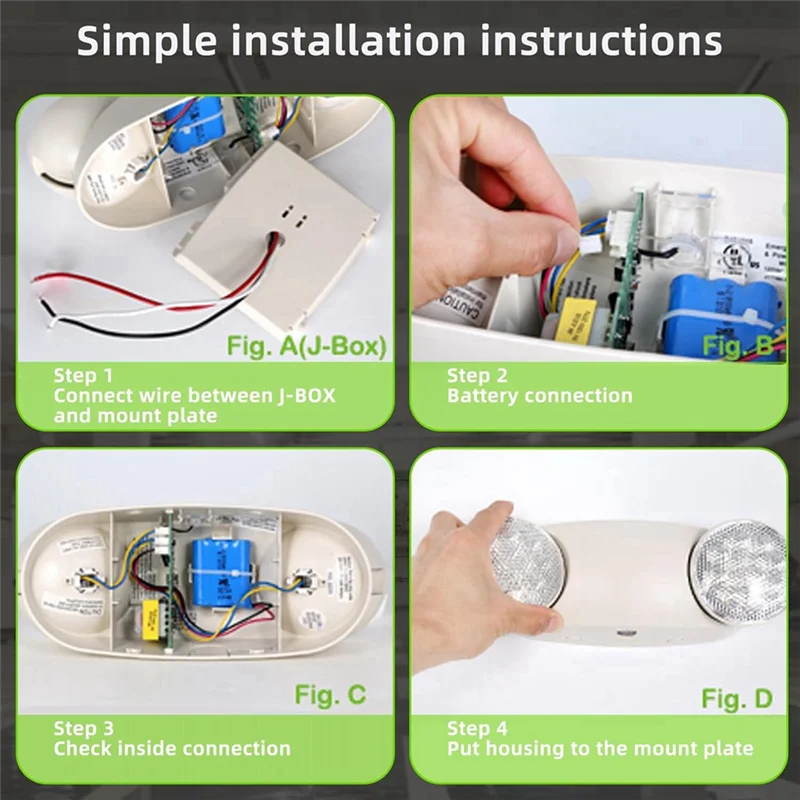 

LED Emergency Light With Battery Backup, Bi-Directional Adjustable Commercial Emergency Lighting