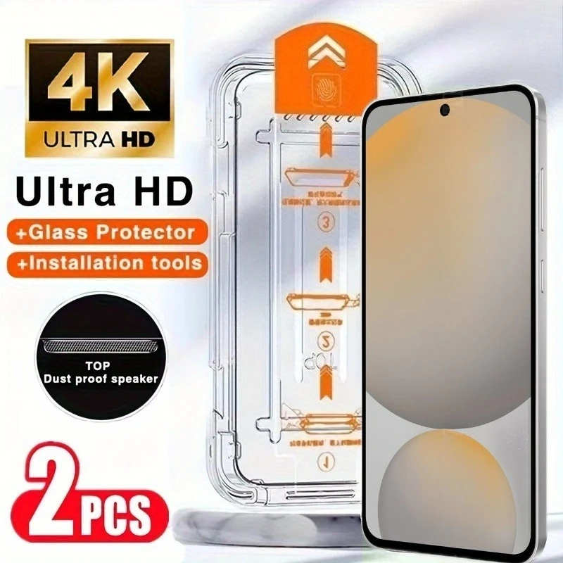 

2Pcs Tempered Glass For Samsung Galaxy S25 S24 S23 Ultra S22 S21 Plus S25 Edge S24 FE Screen Protector Bubble-Free Installation