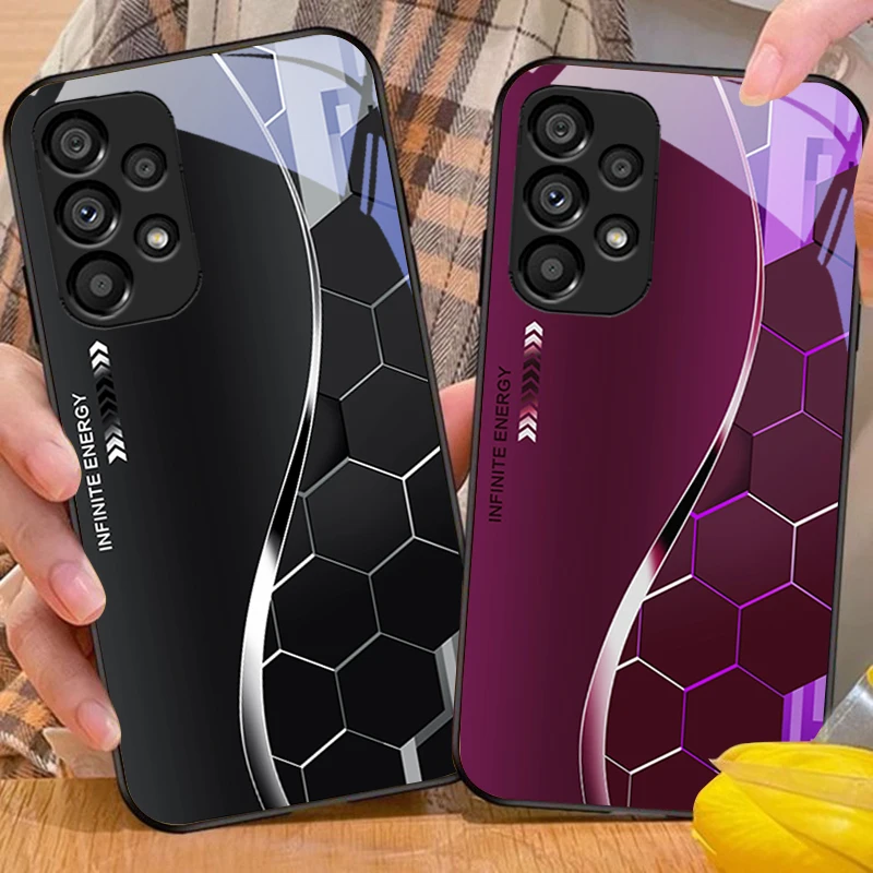 الخيال العلمي فضي أبيض لسامسونج غالاكسي S 8 9 10 20 زائد 21 FE 22 23 24 الترا S7 حافة الأسود الزجاج المقسى جراب هاتف قشرة صلبة #1