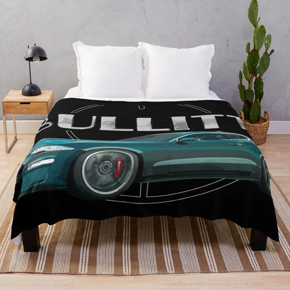 Bullitt Green Mustang GT 5.0L V8 Classic steve mcqueen Muscle Car Throw Blanket Single Multi-Purpose decorative Blankets