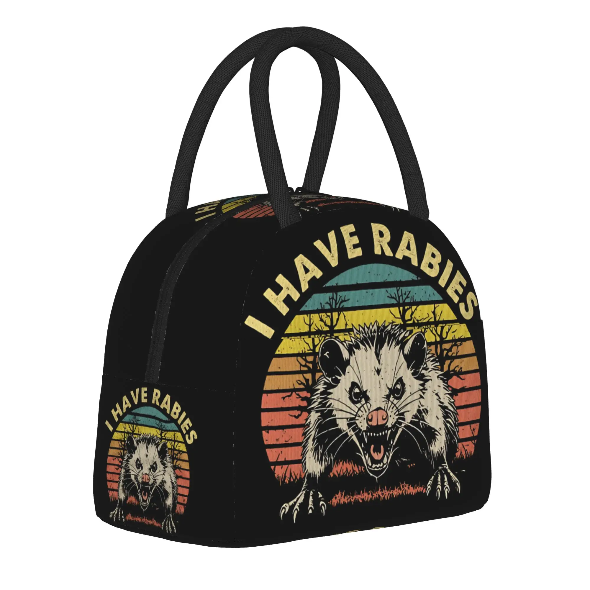 Insulated Lunch Tote Bag  I Have Rabies Opossum Unhinged Feral Meme Y2K  Cooler Thermal Lunch Food Box Lightweight For Outdoor