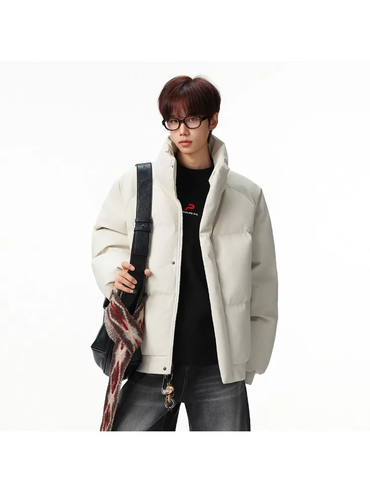 Kurtka unisex z nowej skóry PU i bawełny na rok 2025, w stylu high-street, jednolita, zimowa, ocieplana, pikowana, odporna na zimno, casualowa parka.