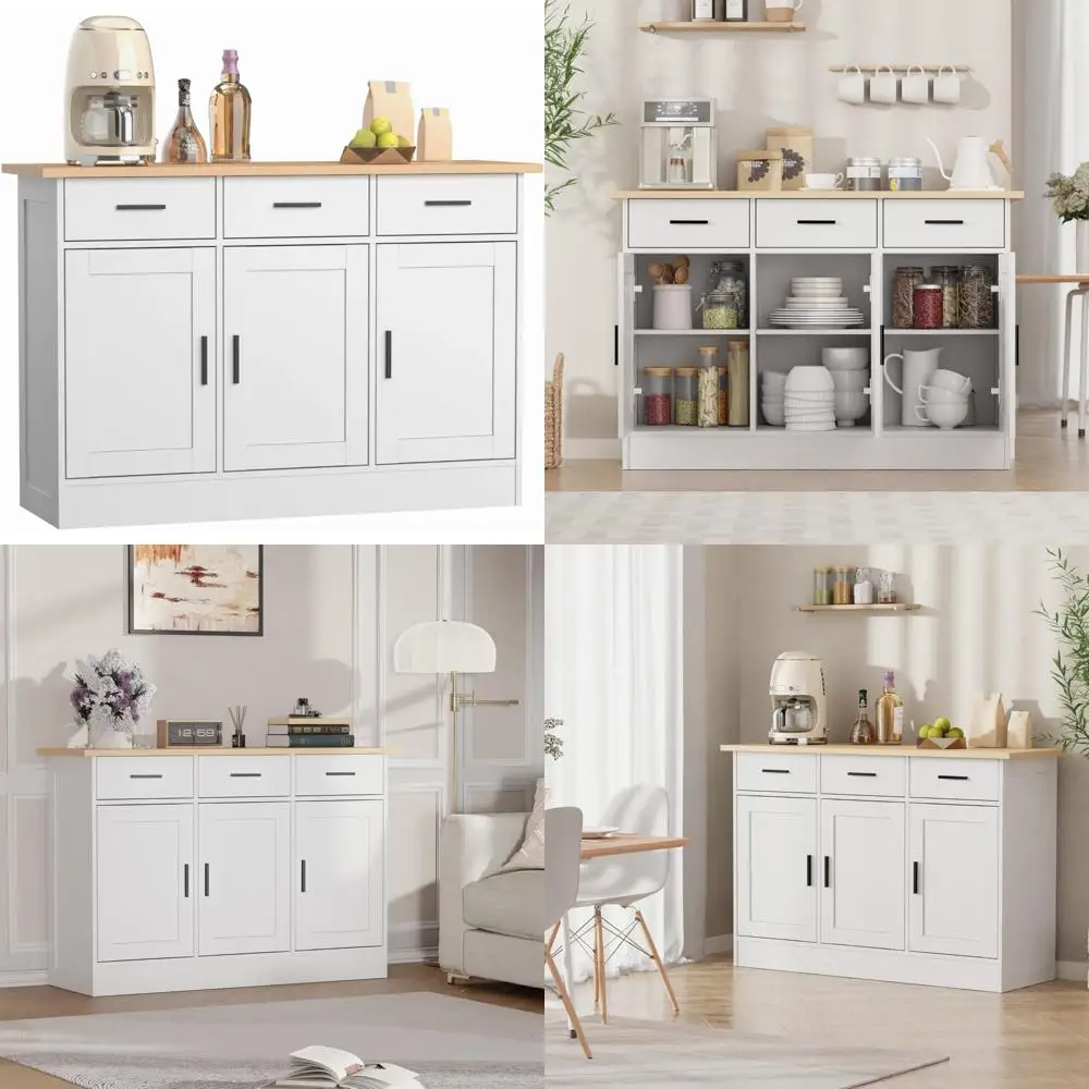 Kitchen Storage Buffet Cabinet - Wooden Console Table with Coffee Bar and Accent Storage Solutions for Living Spaces