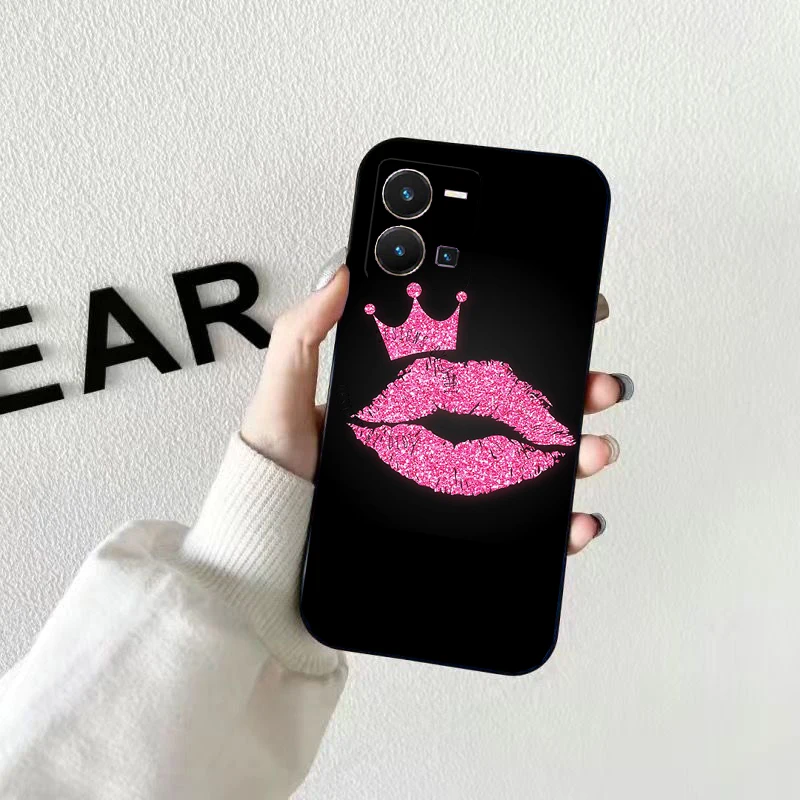 

Black Red Lips Kiss Phone Case For VIVO Y53S Y33S Y01 Y22S Y31 Y21 Y70 Y21S Y72 Y51 Y35 Y76 V21 V2023 V21E V20 SE