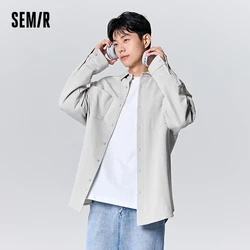 Semir Long-Sleeve Shirt Men Autumn Oversize Simple Solid Color Versatile Top Commuter Plus Size Men Wear