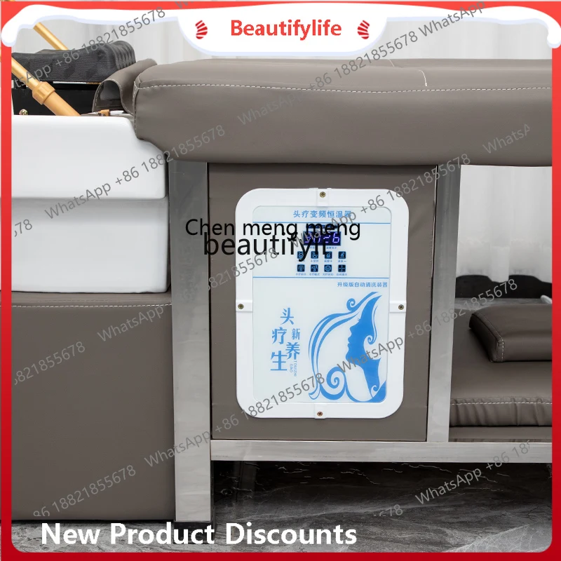 

scn8617 Stainless Steel Shampoo Chair Hair Salon Flushing Bed Beauty Salon Massage Couch Ceramic Basin Shampoo Chair