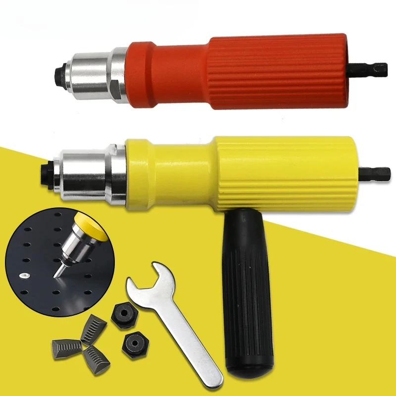

Electric Rivet Gun Riveting Adapter Insert for Cordless Drill Riveter Gun with Handle Nail Gun Aluminum Rivet Nut Guns
