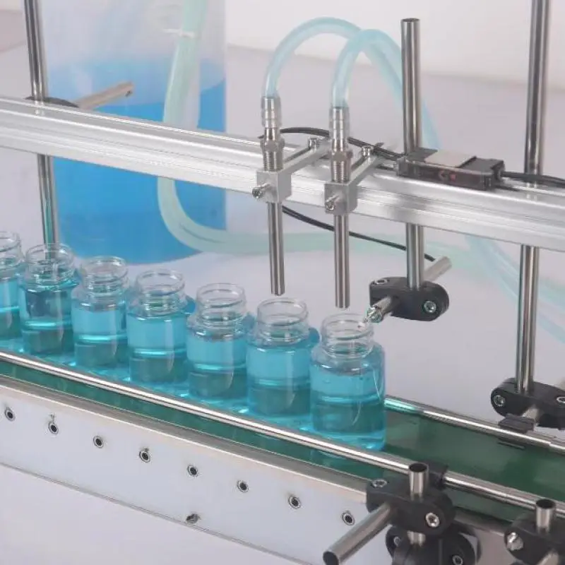 Máquina de enchimento automática, bomba de diafragma de cabeça dupla, enchimento de líquido com correia transportadora de 1.2m ou 60cm, garrafa, bebida de água