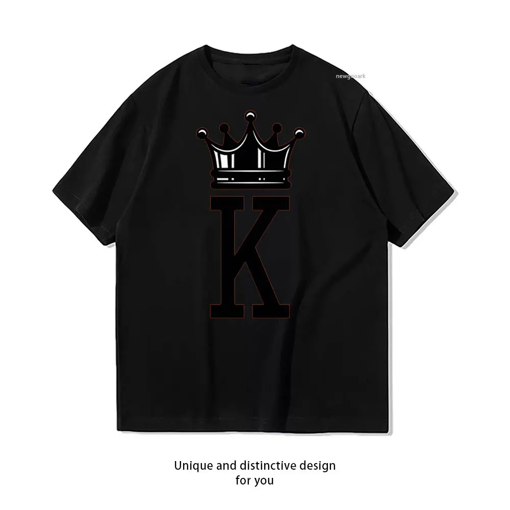 Crowned 'K' on Orange T-Shirt Casual cotton graphic t shirts Creative streetwear Classic O-neck shirt