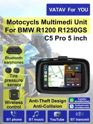 Navigateur de moto portable extérieur étanche, CarPlay, Android Auto, USB Touch, écran solaire externe, BMW Runder GS, R1250GS, C5 Pro