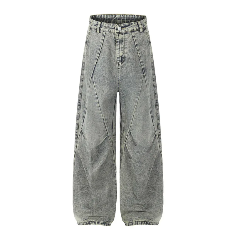 

Hi Street Vintage Casual Jeans Pants Streetwear Harakuju Loose Denim Trousers For Male Patchwork