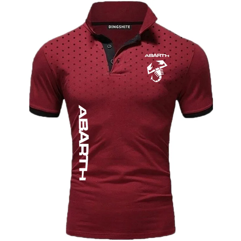 Polo Shirt Summer High Quality Men Cotton high-end business Casual Lapel short sleeve abarth logo print T-shirt top