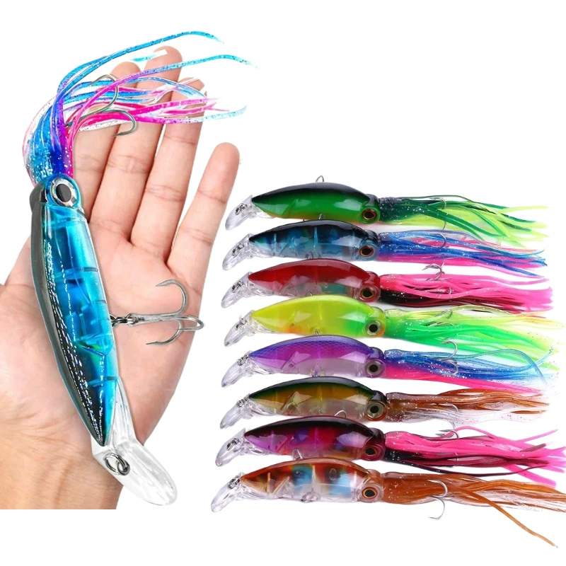 23cm 큰 문어 오징어 미끼 바다 낚시 장거리 대형 오징어 미끼 인공 시뮬레이션 미끼 워블러 실물 같은 유인 물고기 미끼