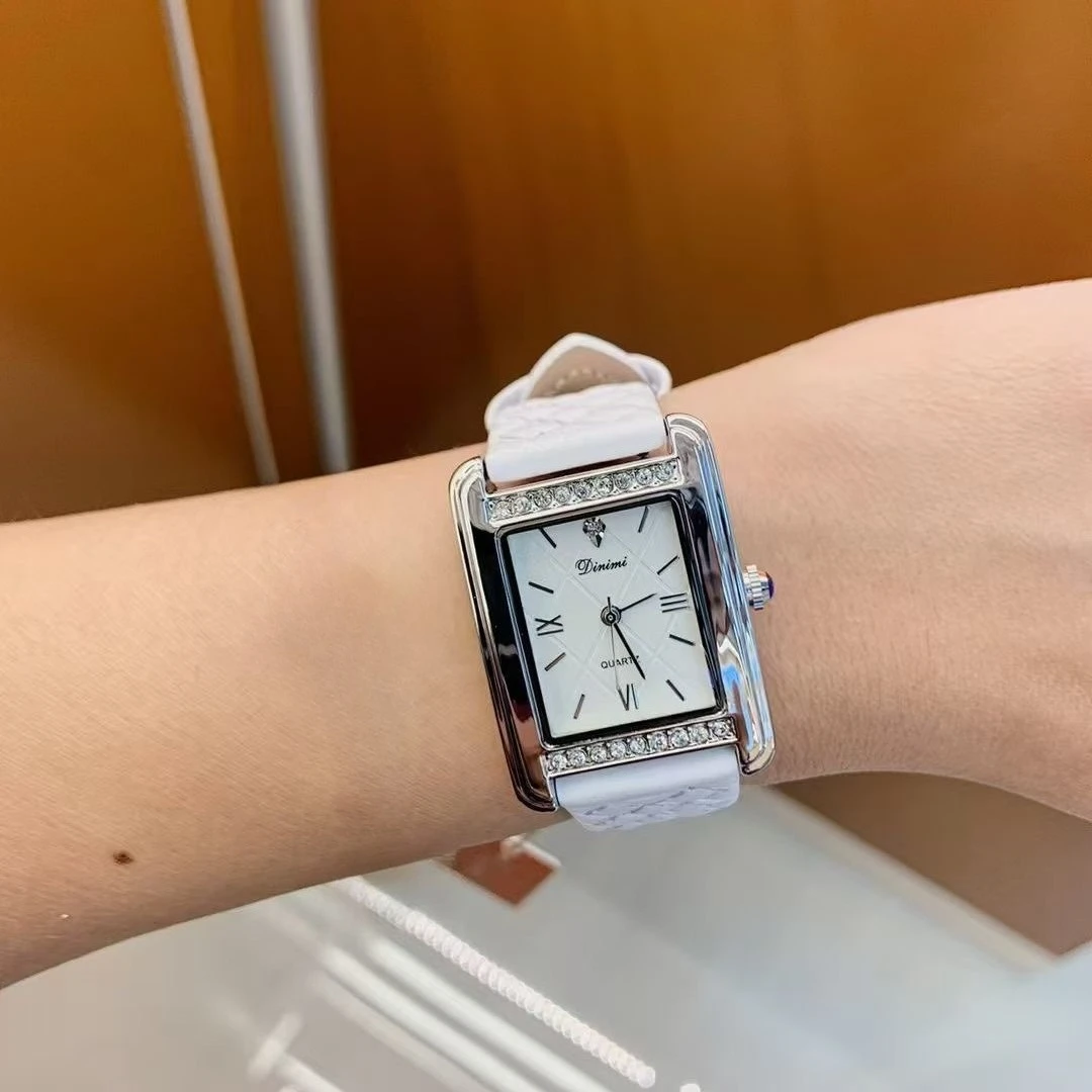 

2025 новые прямоугольные женские часы с бриллиантовым ремнем, инкрустированные бриллиантами, повседневные модные женские часы Dinimi, темпераментные